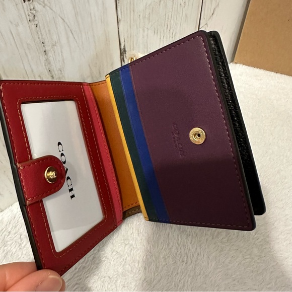 Coach Other - NWT! [COACH] Snap Wallet With Rainbow Colorblock Interior